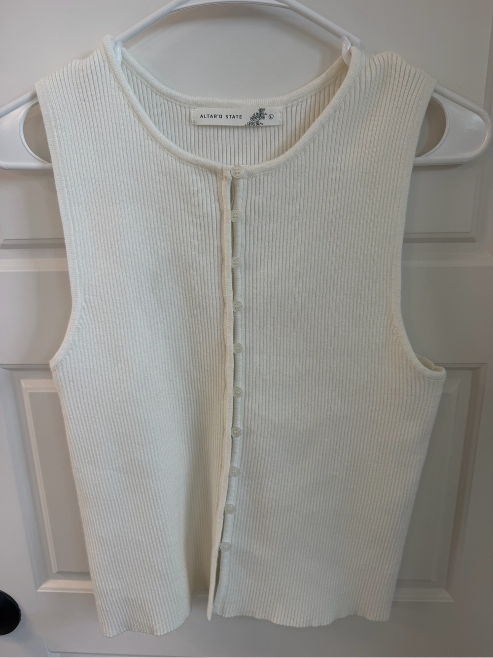 Altard State Cream Ribbed Button-Front Tank Top - Picture 2 of 3